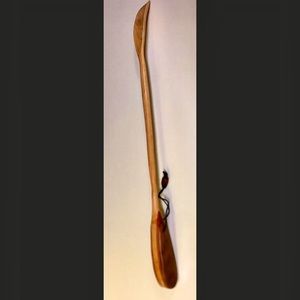 New Unused 1990s Vintage Artisan Hand Crafted Cherry Maple Shoehorn
